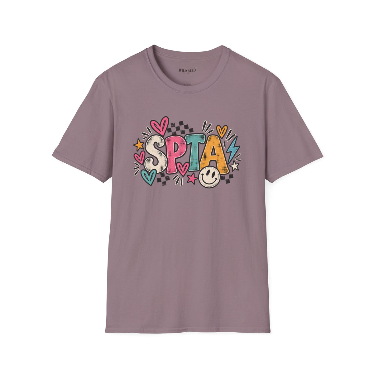 SPTA Retro Checkerboard Graphic Tee | School Support Staff Shirt