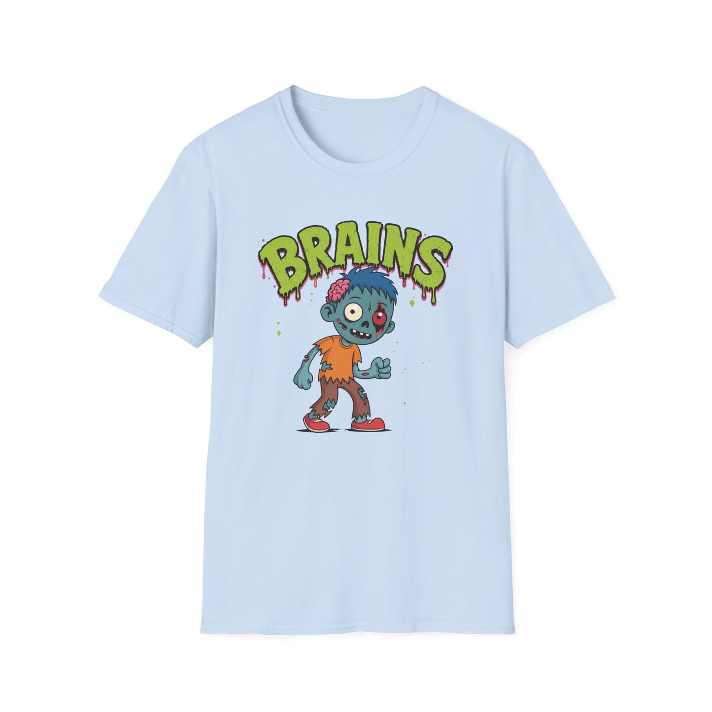 Brains Zombie Graphic Tee | Funny Halloween Shirt | Vintage Horror T-Shirt