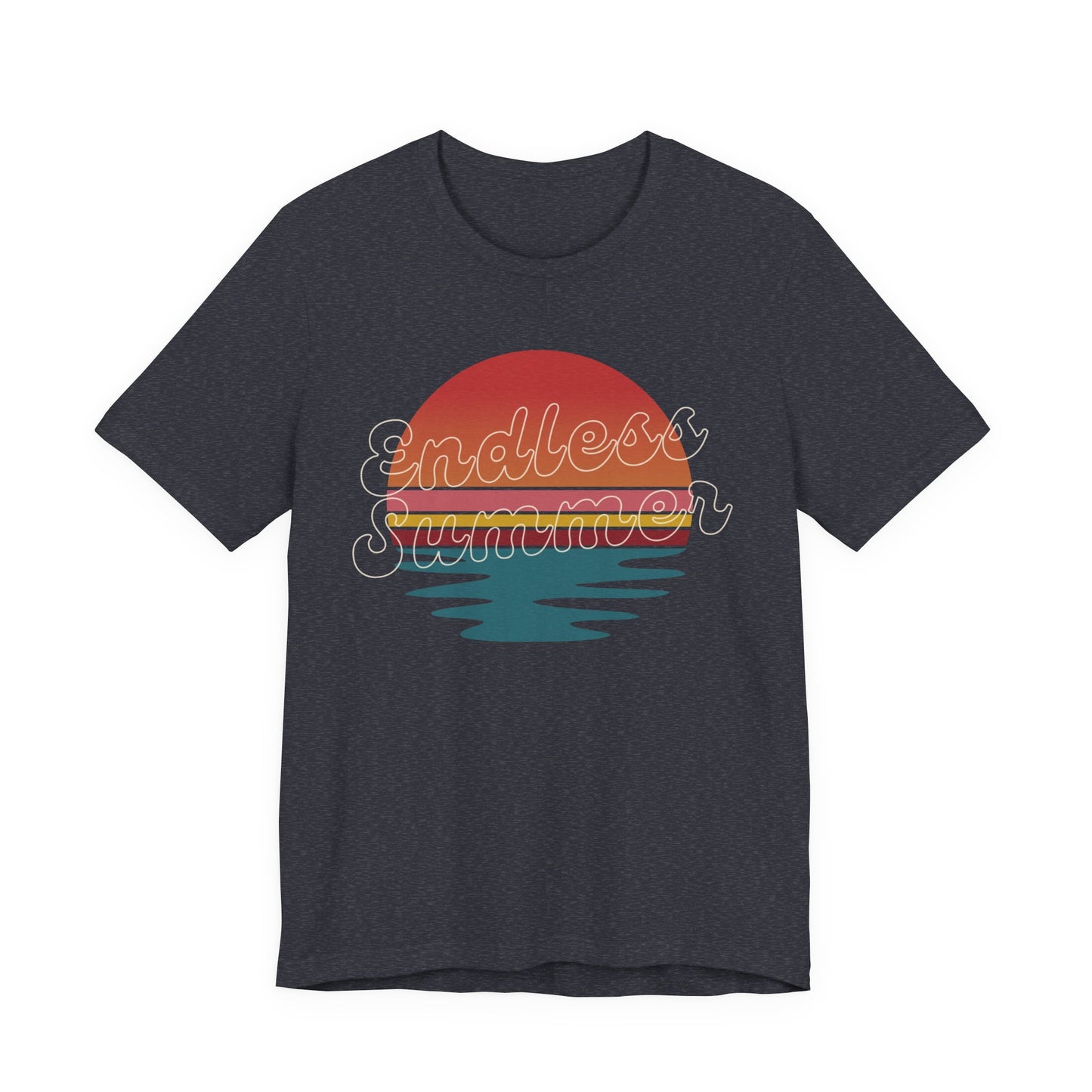 Endless Summer Shirt, Beach Graphic Tee, Coastal Summer Shirt, Retro Sunset T-Shirt, Urlaub Outfit, Bella+Canvas 3001 Shirt, Unisex T-Shirt