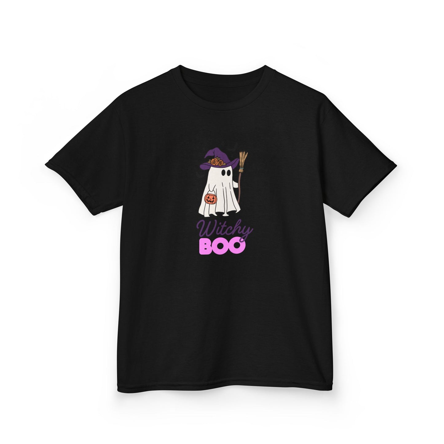 Witchy Boo Kids T-Shirt | Cute Halloween Ghost Youth Graphic Tee for Boys & Girls