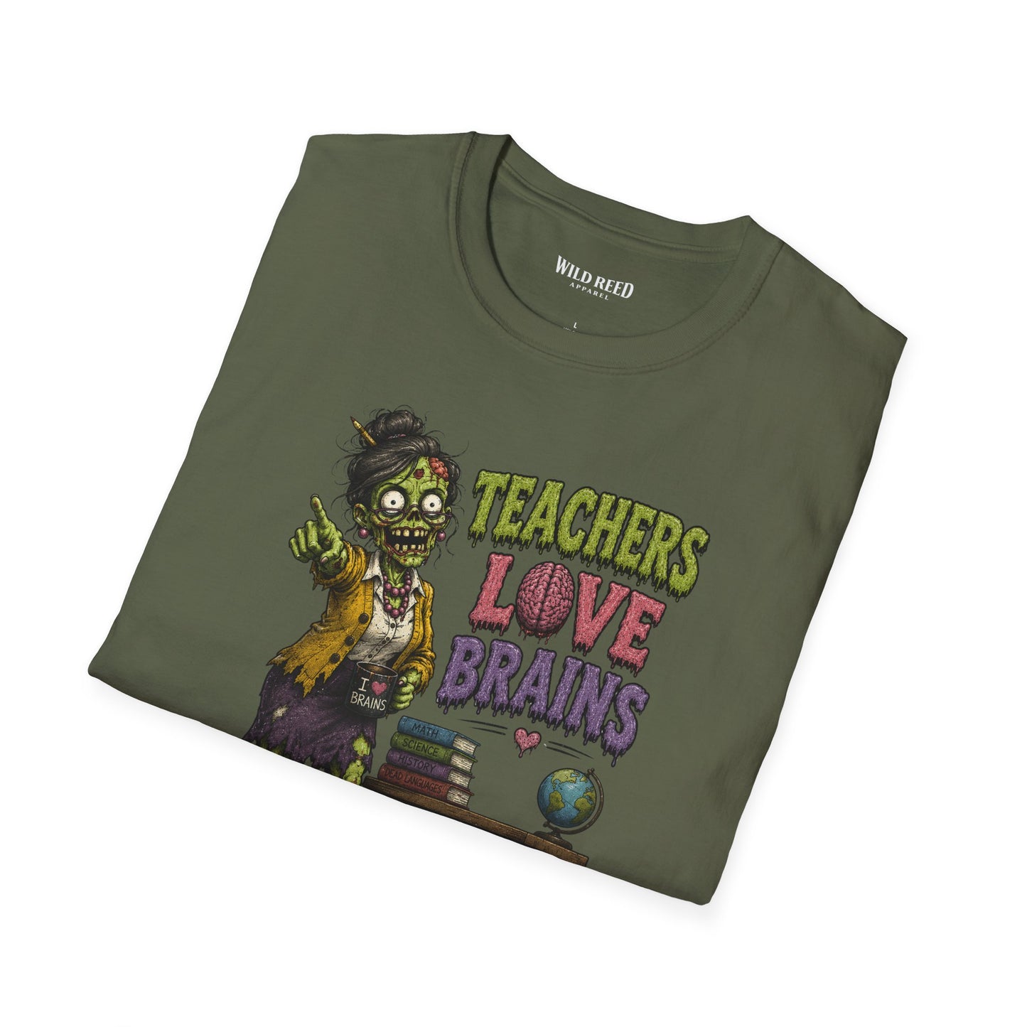 Teachers Love Brains Funny Zombie Teacher Graphic Tee