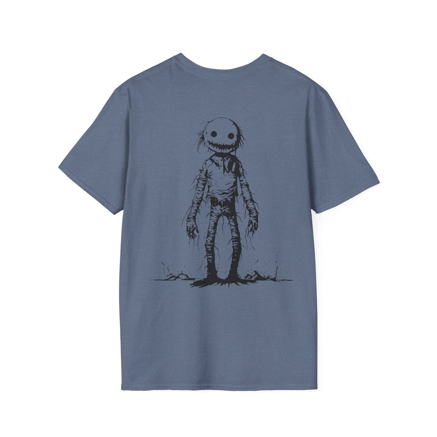 Wild Reed Apparel Creepy Monster Halloween Shirt | Vintage Horror Graphic Tee | Double-Sided Spooky Season T-Shirt