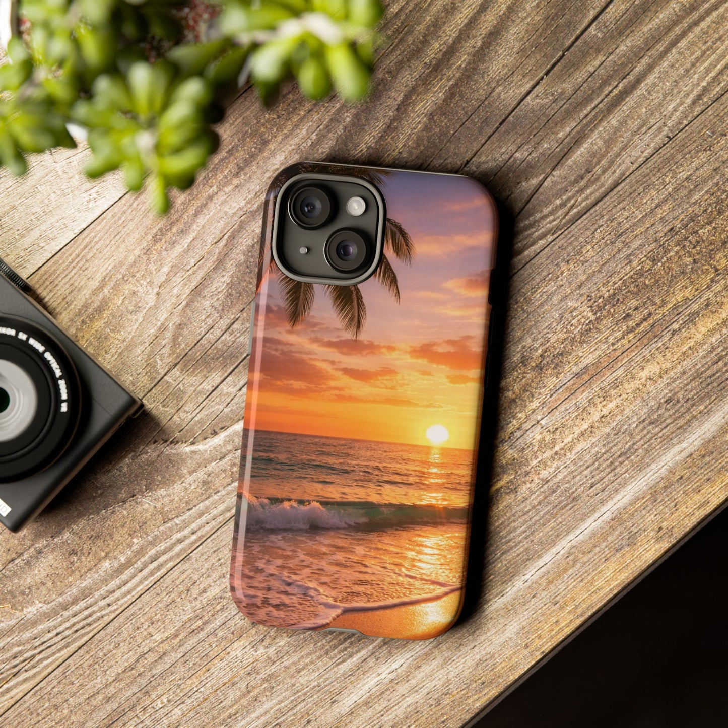 Golden Hour Beach Case — Tropical Palm Sunset Protective Case