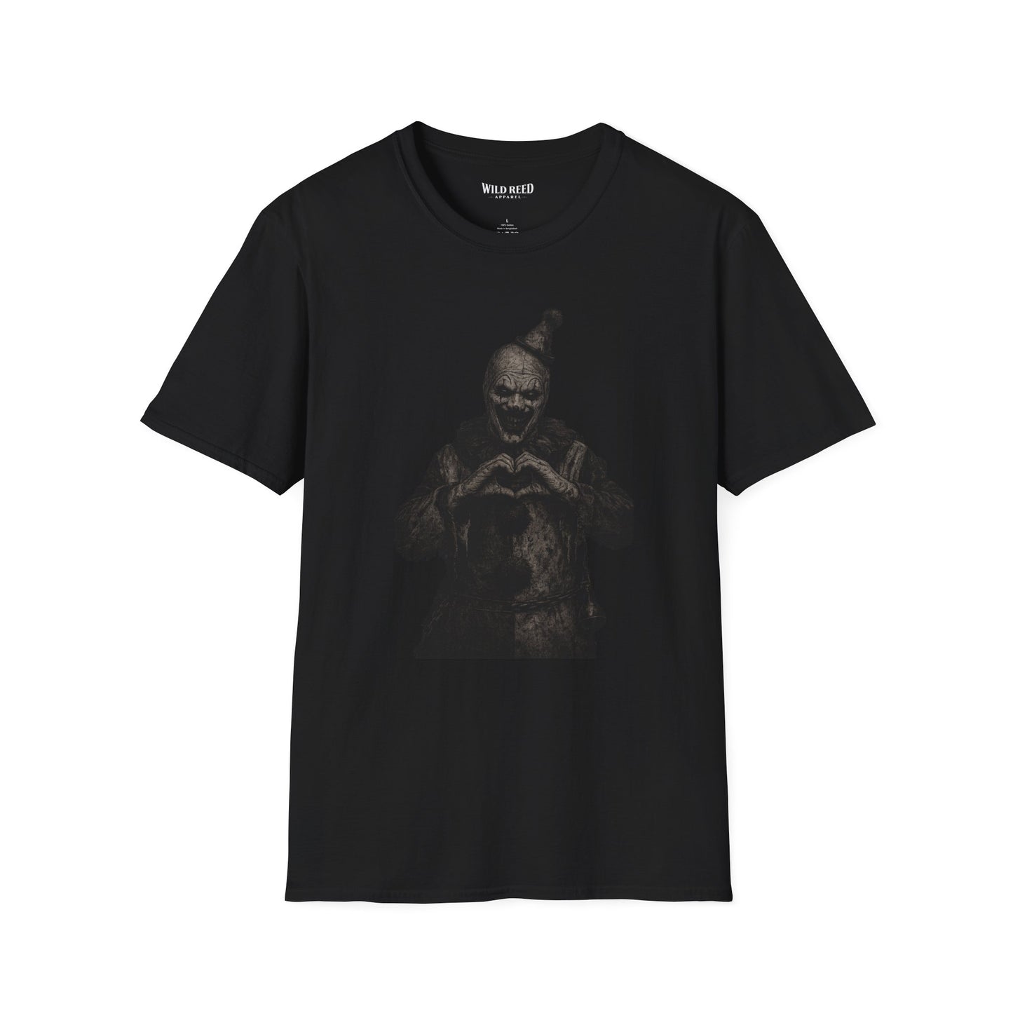 Sinister Clown Heart Hands Stealth Black-on-Black Graphic Tee