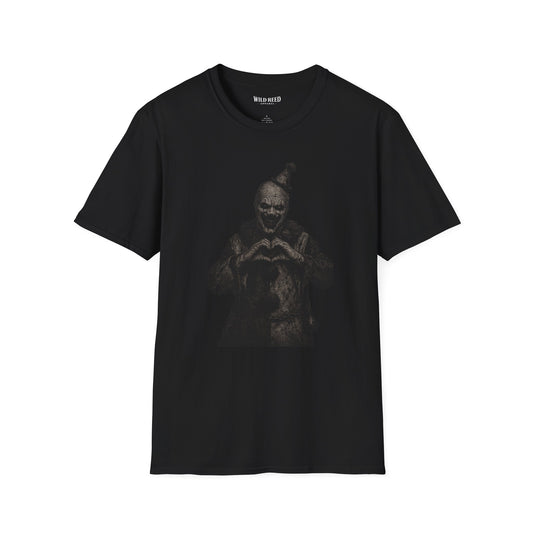 Sinister Clown Heart Hands Stealth Black-on-Black Graphic Tee
