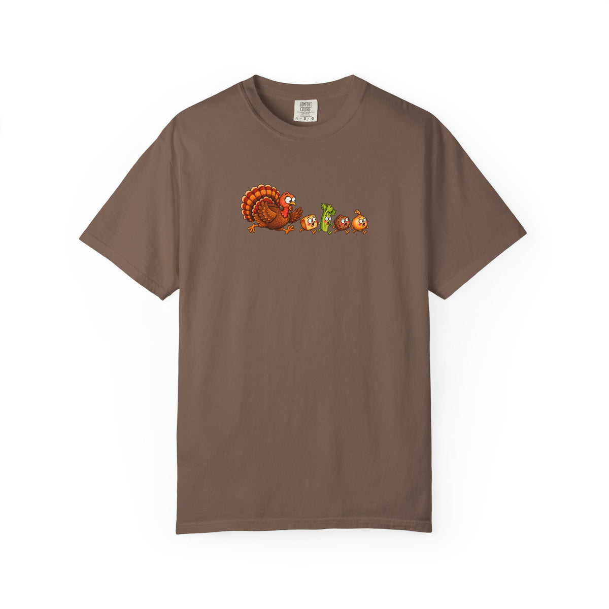 Turkey Chasing Stuffing Thanksgiving Tee | Comfort Colors 1717