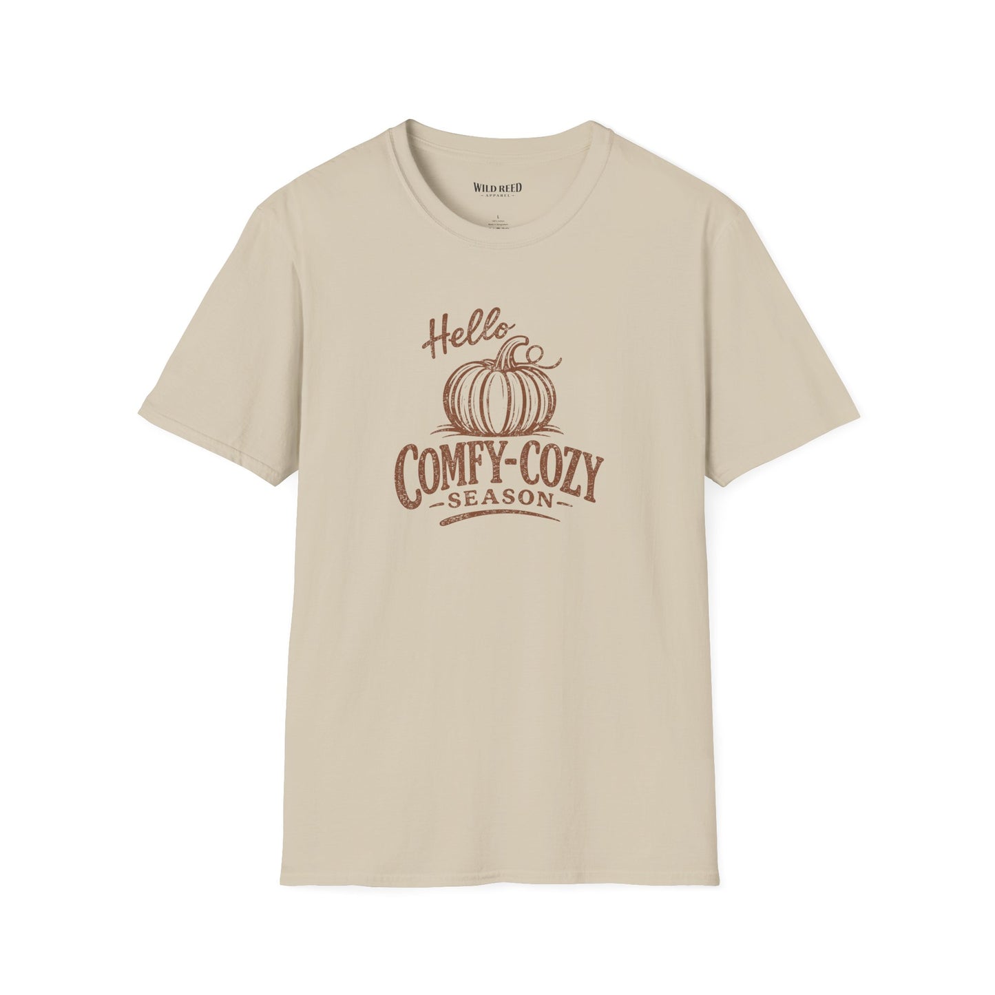 Hello Comfy-Cozy Season Vintage Pumpkin T-Shirt | Cozy Fall Graphic Tee | Autumn Shirt