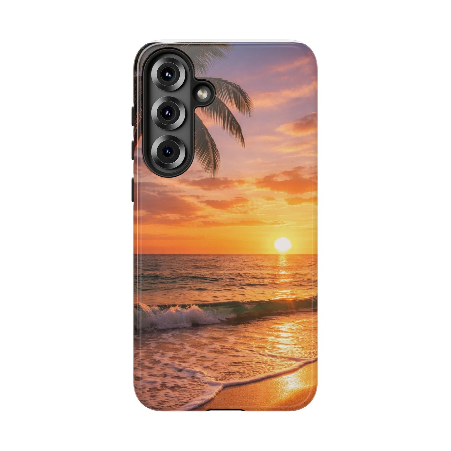 Golden Hour Beach Case — Tropical Palm Sunset Protective Case