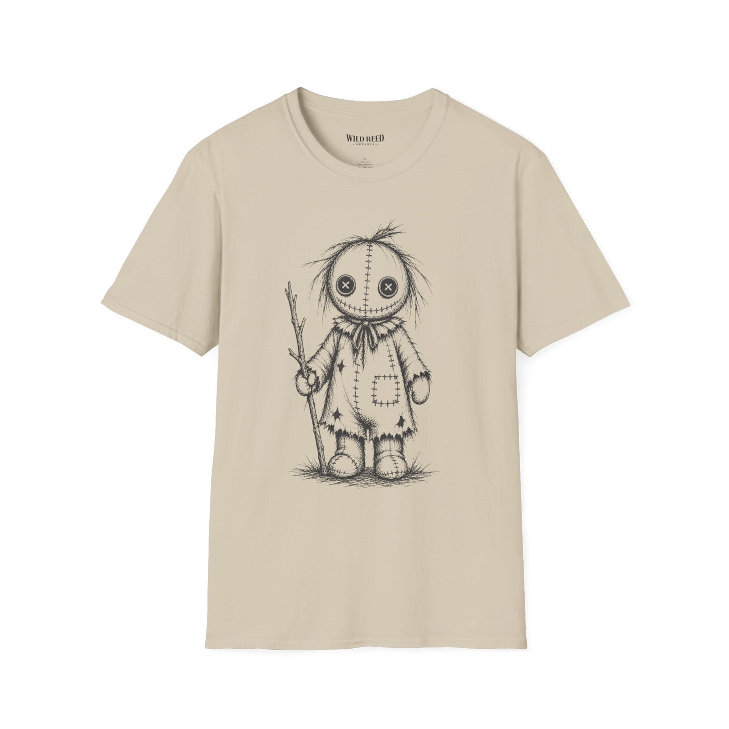 Wild Reed Apparel Creepy Ragdoll Halloween Shirt | Vintage Scarecrow Graphic Tee | Spooky Season Unisex T-Shirt