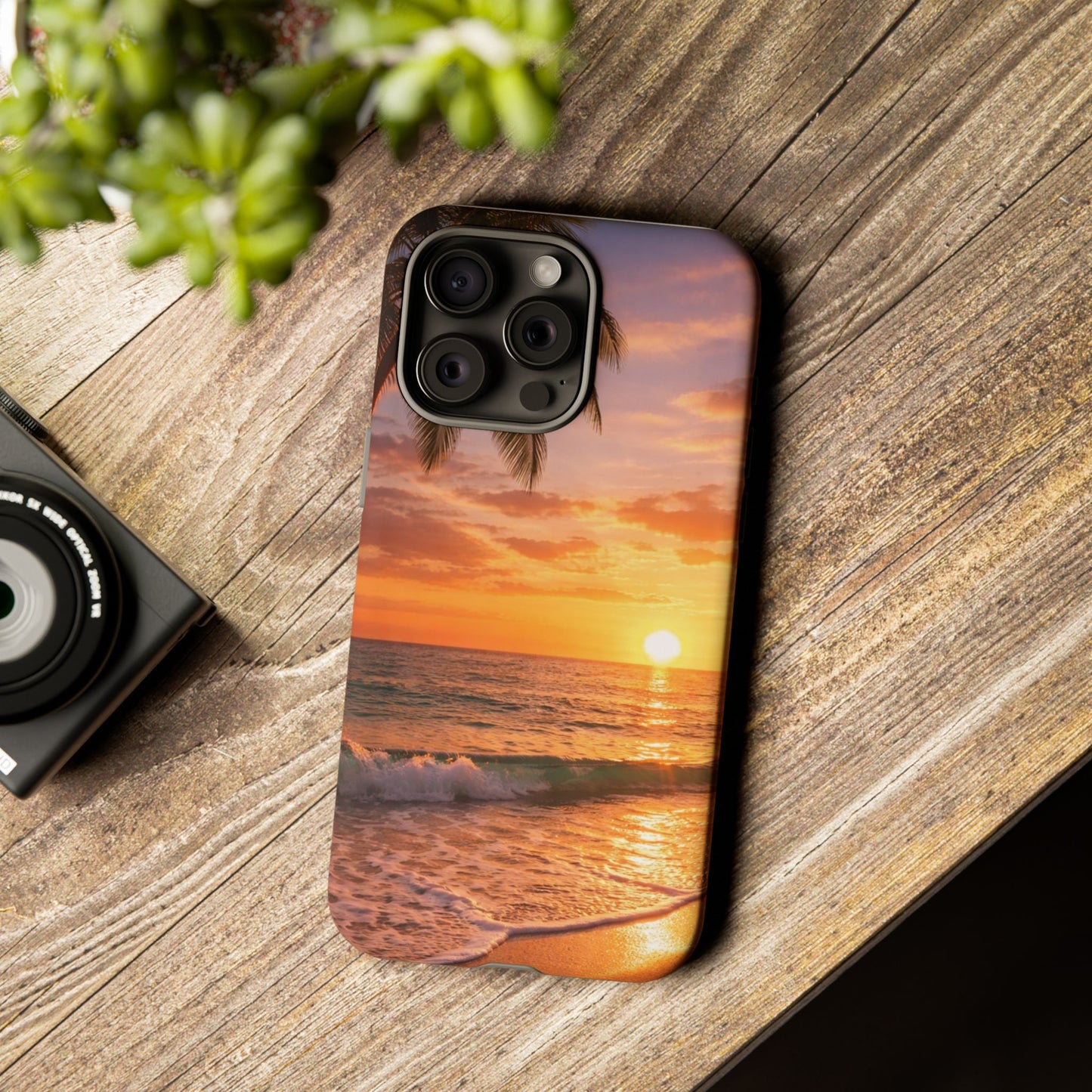 Golden Hour Beach Case — Tropical Palm Sunset Protective Case