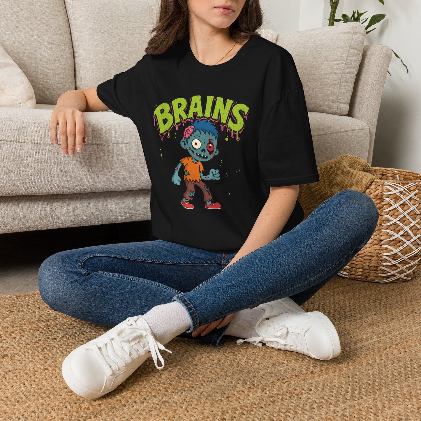 Brains Zombie Graphic Tee | Funny Halloween Shirt | Vintage Horror T-Shirt