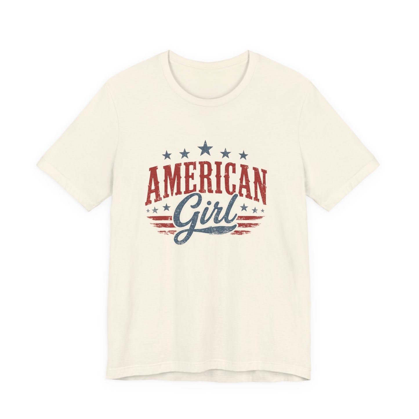 American Girl Graphic Tee • Patriotic Shirt • Vintage Americana T Shirt • Bella Canvas 3001 • 4th of July Shirt • Country Style Women’s Tee