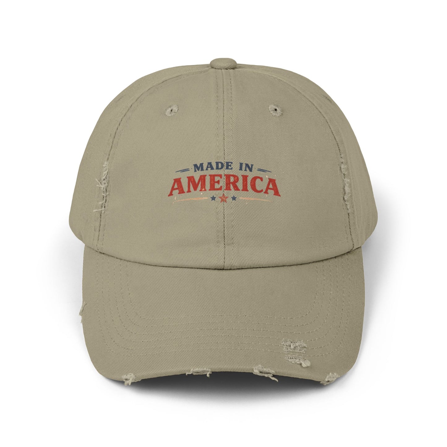 Distressed Made in America Cap • Vintage Patriotic Hat • Adjustable Dad Hat • Wild Reed Apparel