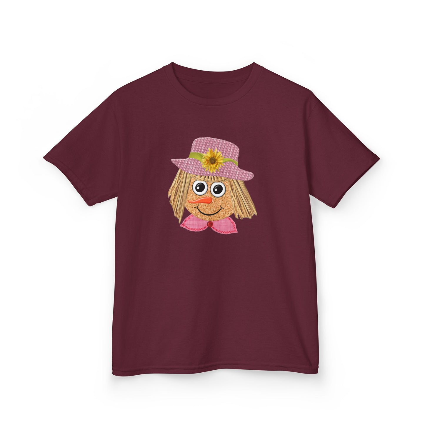 Cute Scarecrow Girl Youth T-Shirt | Adorable Fall & Thanksgiving Graphic Tee for Kids
