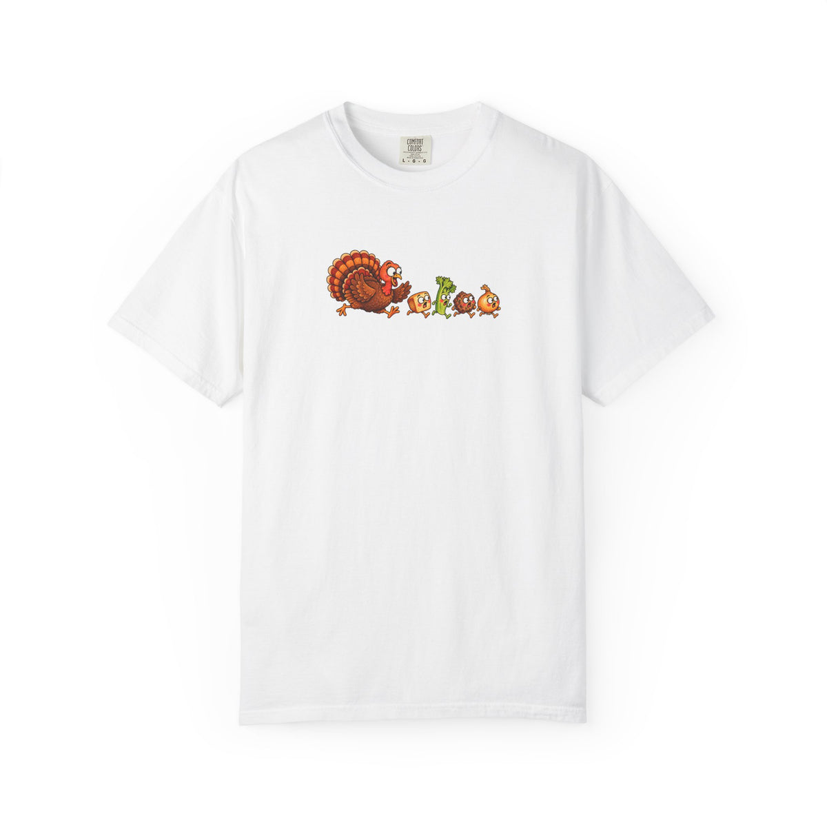 Turkey Chasing Stuffing Thanksgiving Tee | Comfort Colors 1717