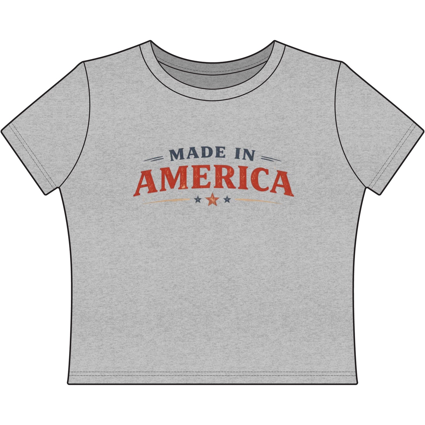 Made in America Cropped Tee • Patriotic Graphic Baby Tee for Women