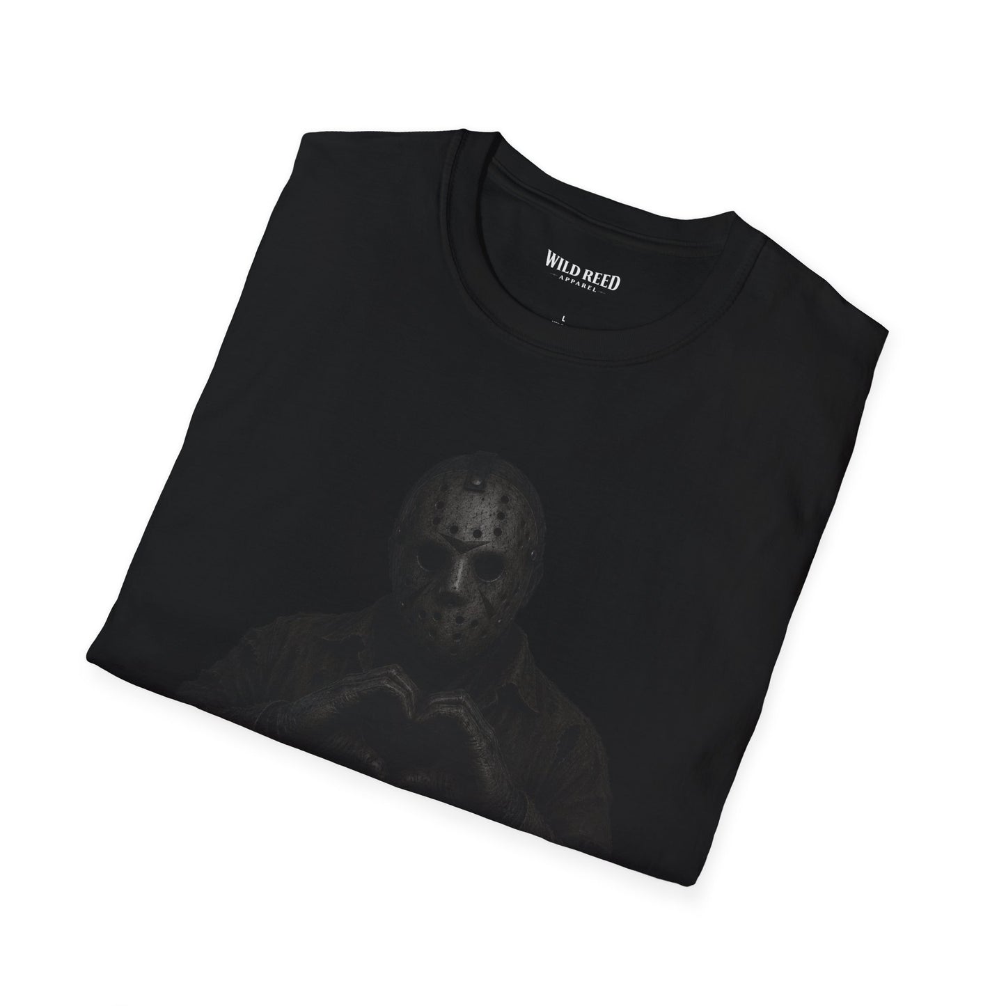 Masked Slasher Heart Hands Stealth Black-on-Black Graphic Tee