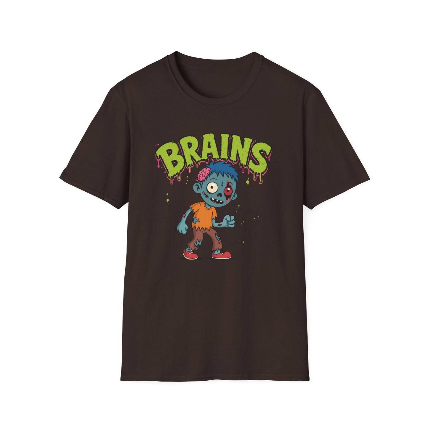Brains Zombie Graphic Tee | Funny Halloween Shirt | Vintage Horror T-Shirt