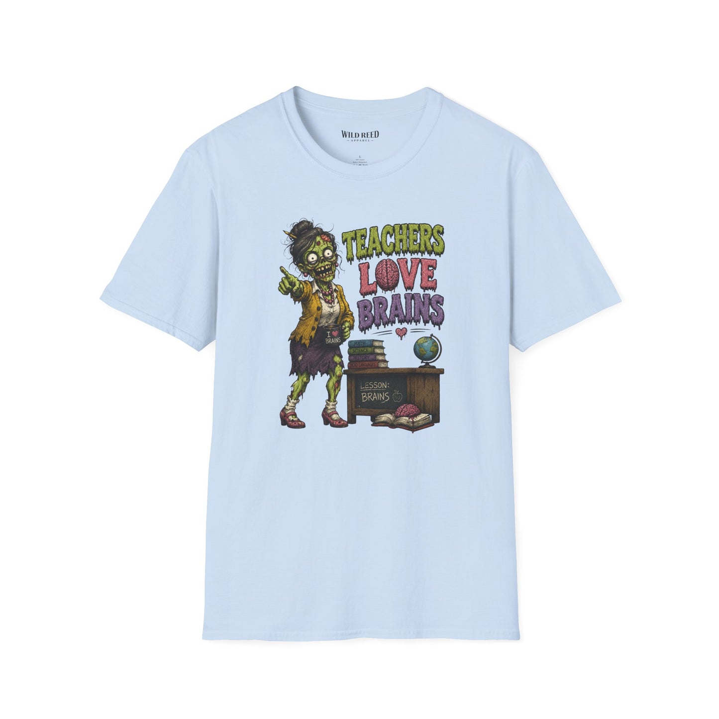 Teachers Love Brains Funny Zombie Teacher Graphic Tee