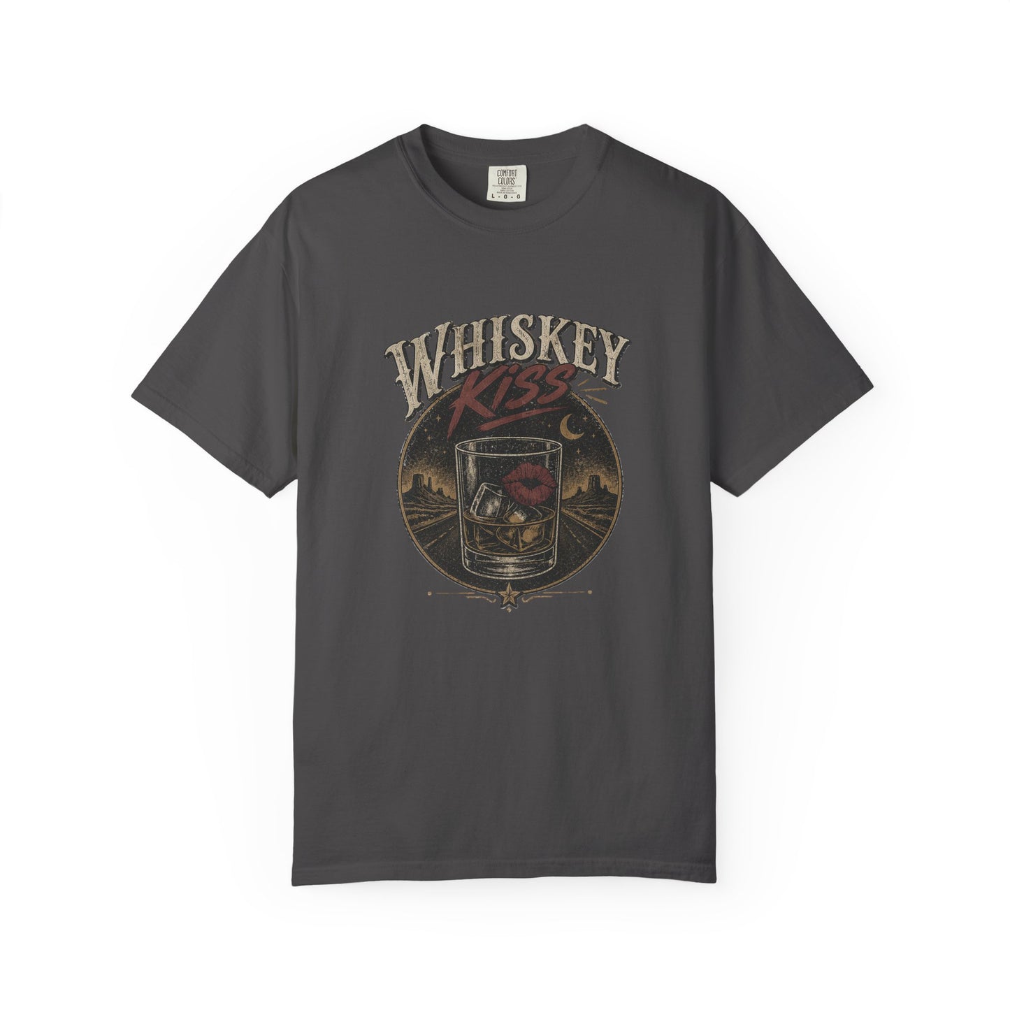 Whiskey Kiss Vintage Graphic T-Shirt – Distressed Retro UnisexTee