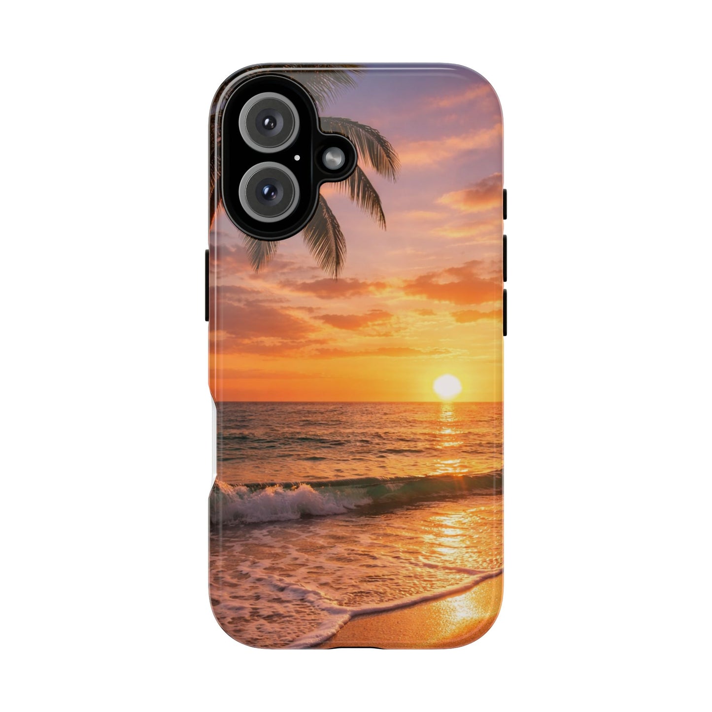 golden hour beach phone case tropical palm sunset coastal design