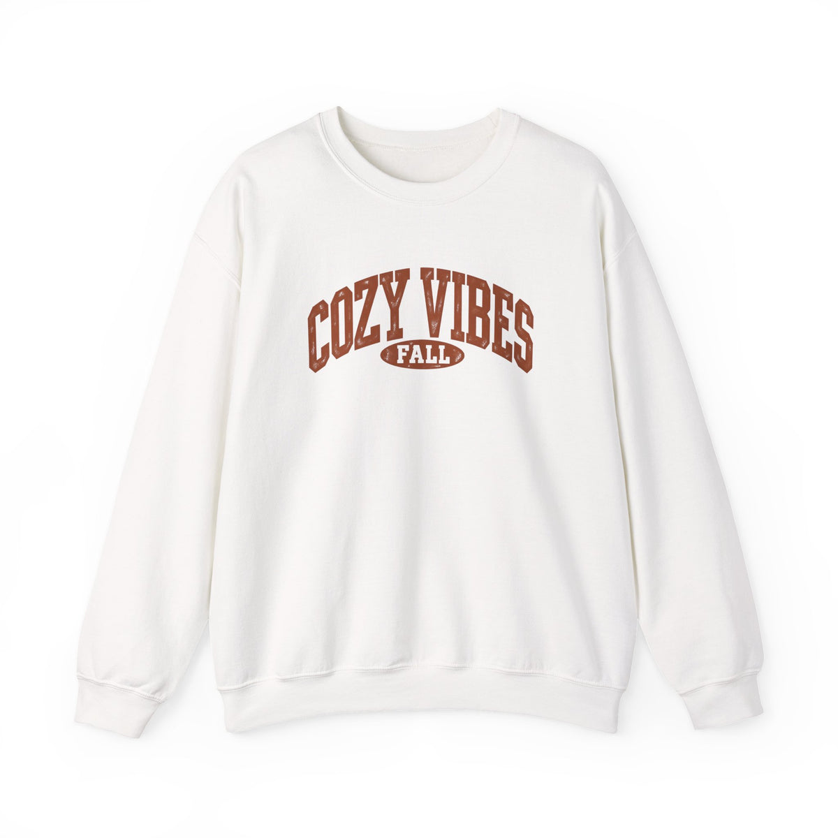 Cozy Vibes Fall Crewneck Sweatshirt | Vintage Collegiate Autumn Graphic