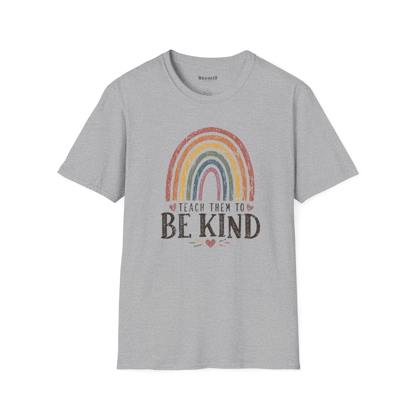 Teach Them to Be Kind Teacher Shirt | Rainbow Teacher Tee | Inspirational Back to School Graphic T-Shirt