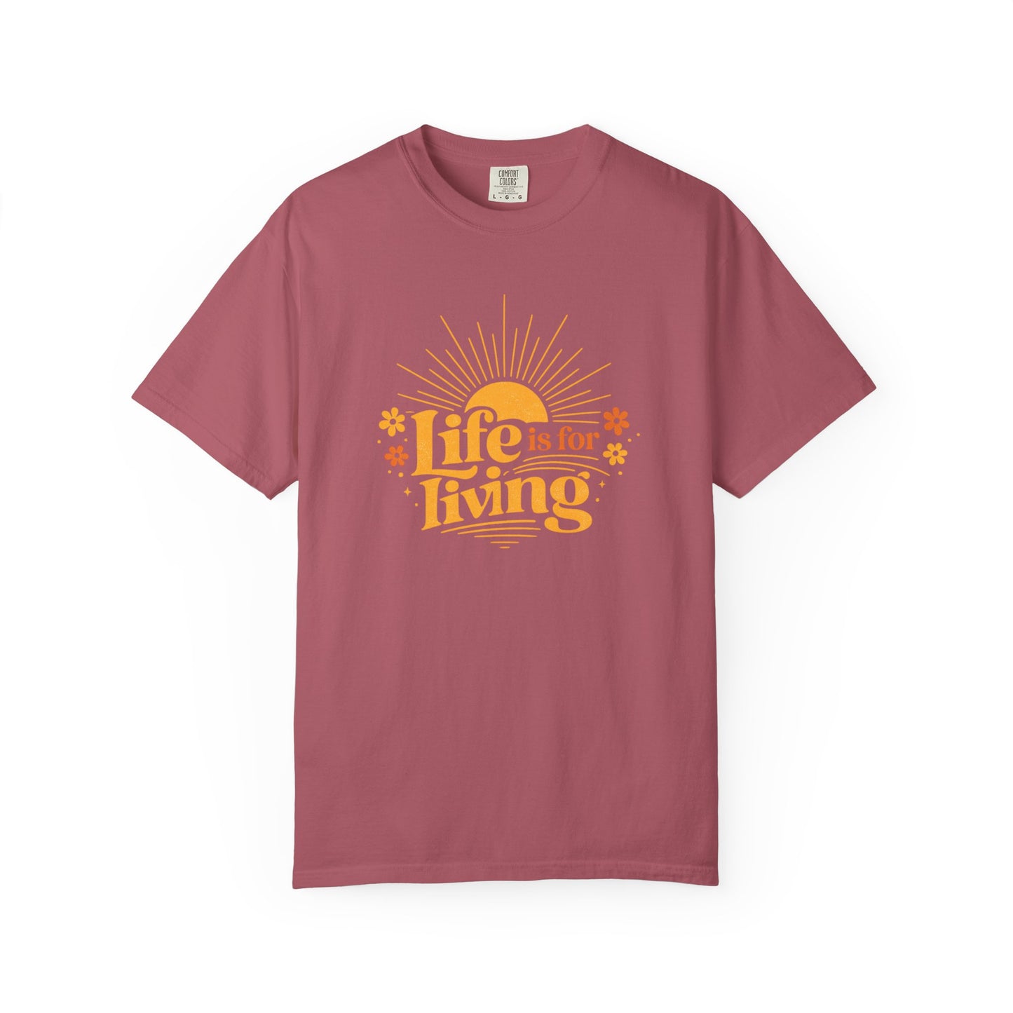 Life Is For Living Shirt, Vintage Summer Graphic Tee, Inspirational Sunshine Tee, Retro Positive Quote Shirt, Comfort Colors Summer Tee