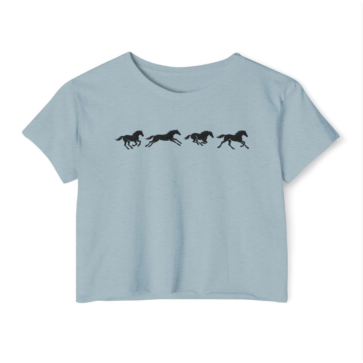 Running Horses Vintage Western Crop Top
