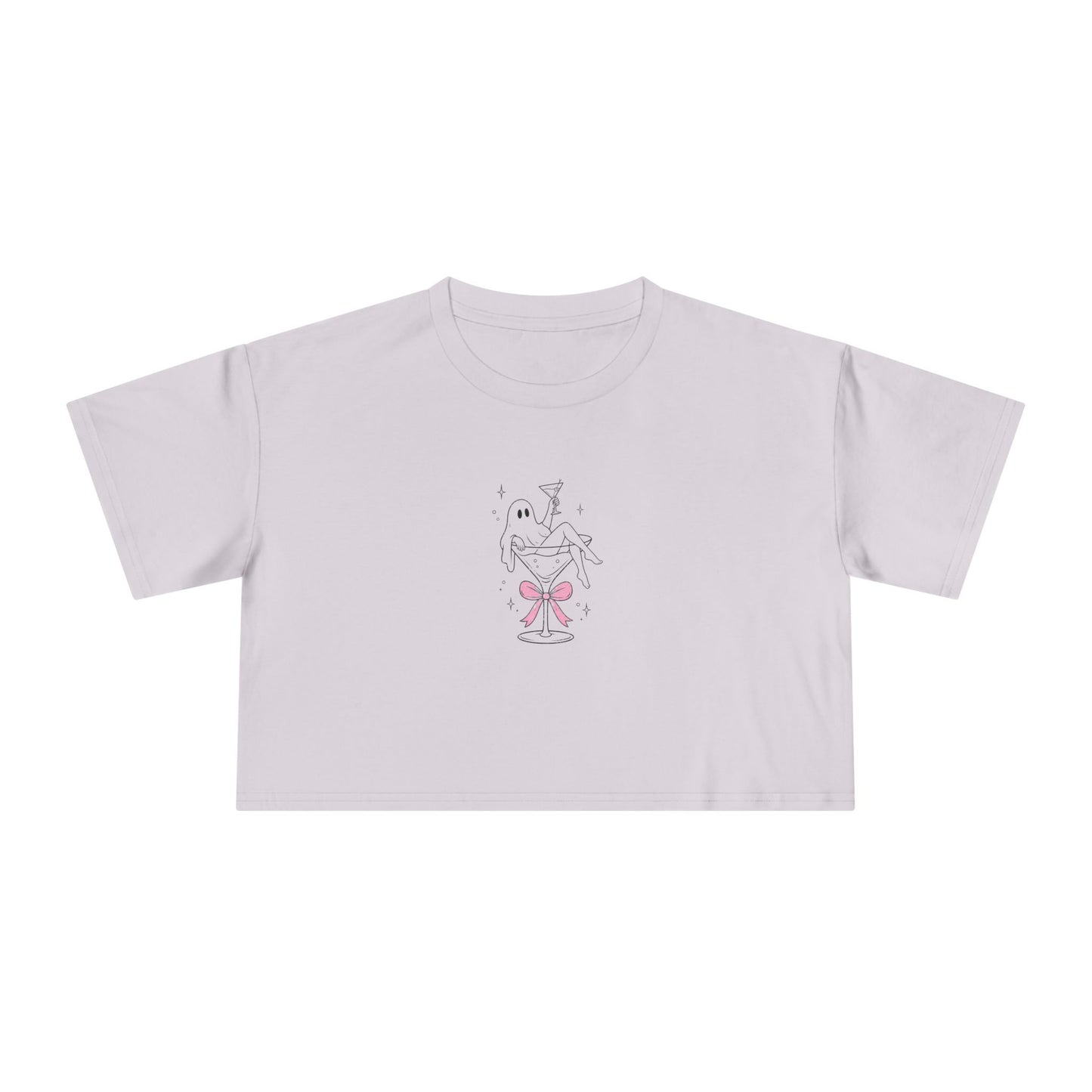 Martini Ghost Crop Tee – Cute Halloween Cocktail Graphic Shirt