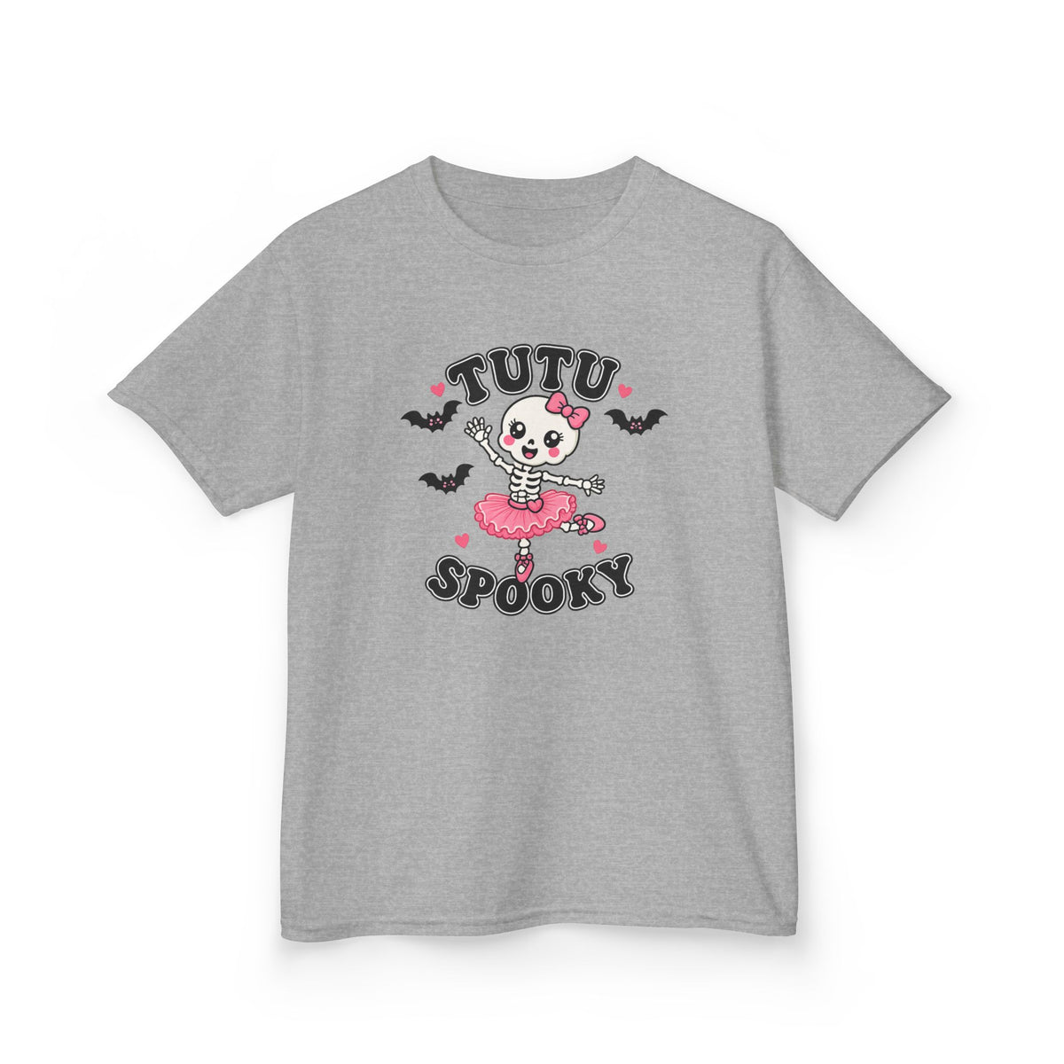Tutu Spooky Kids Halloween T-Shirt | Cute Skeleton Ballerina Shirt | Girls Pink Halloween Tee