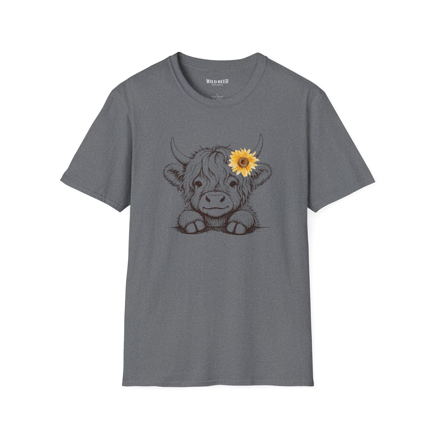 Baby Highland Cow Sunflower Graphic Tee | Cute Farmhouse Cow Shirt | Wild Reed Apparel