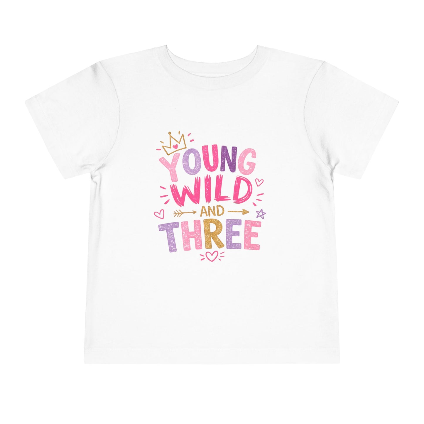 Young Wild and Three Birthday Shirt for Girls | Pink Third Birthday Tee