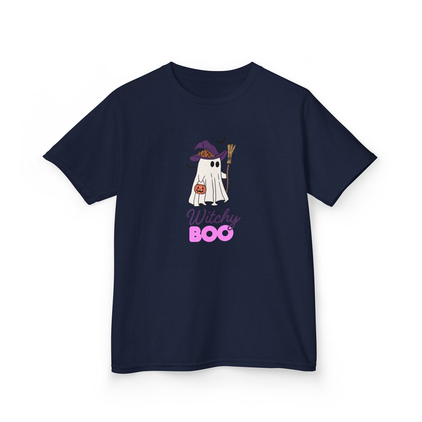 Witchy Boo Kids T-Shirt | Cute Halloween Ghost Youth Graphic Tee for Boys & Girls
