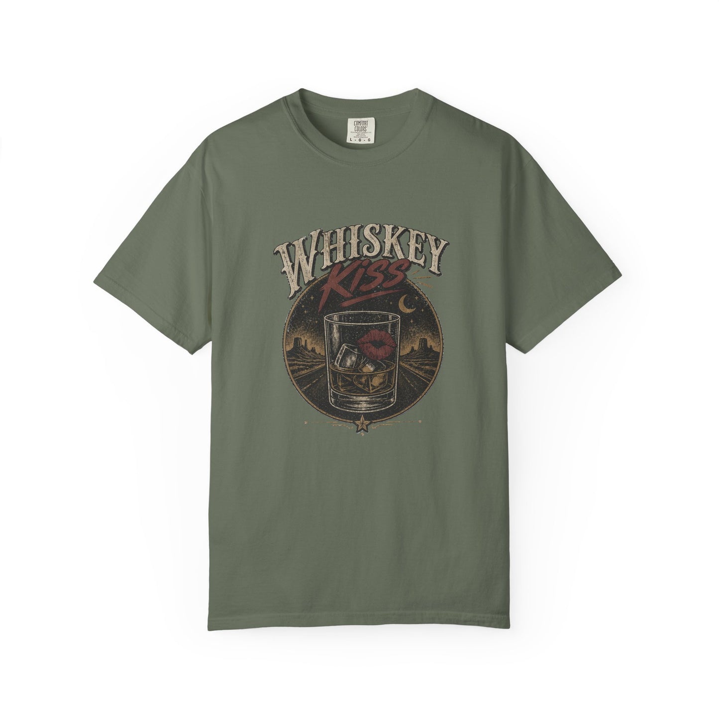 Whiskey Kiss Vintage Graphic T-Shirt – Distressed Retro UnisexTee