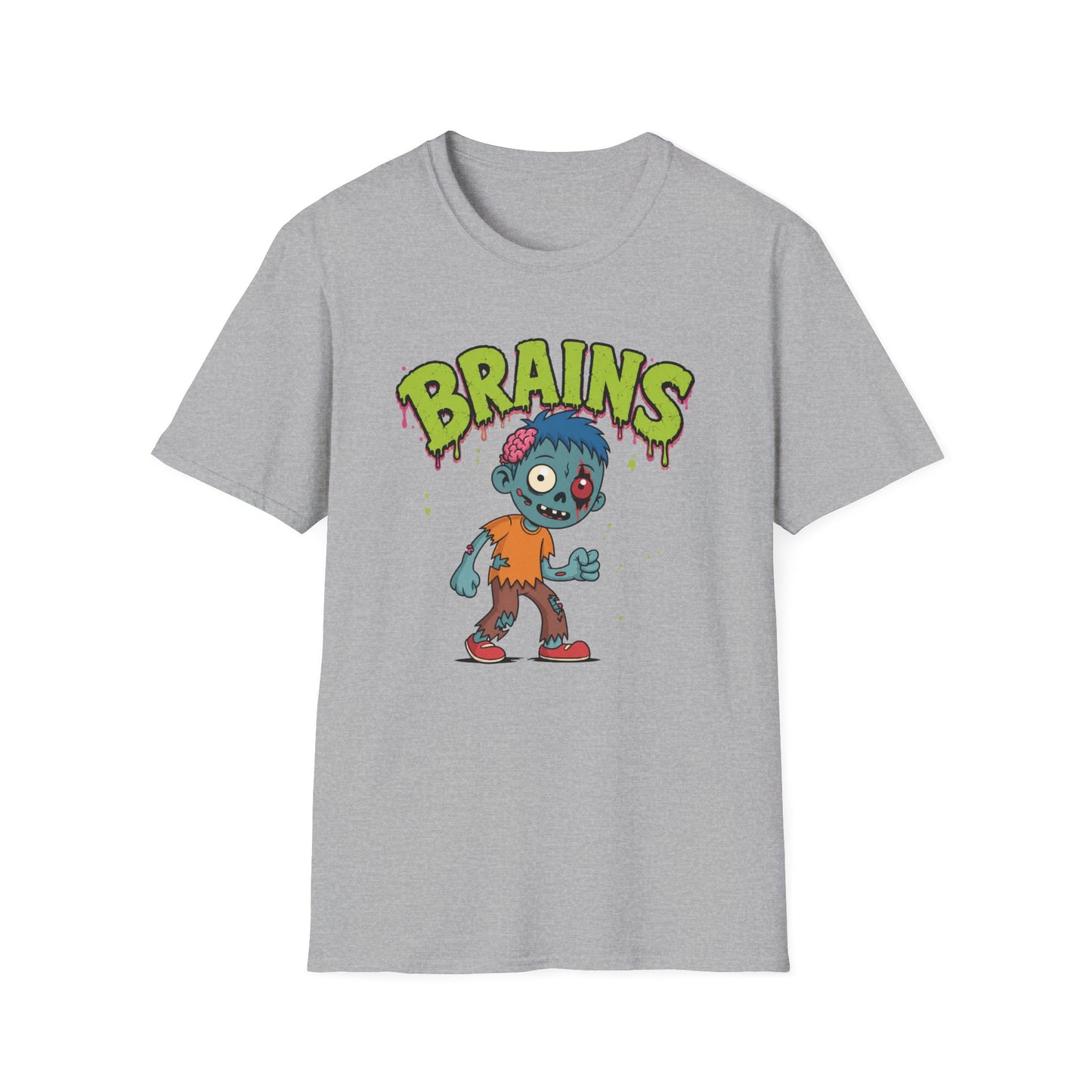 Brains Zombie Graphic Tee | Funny Halloween Shirt | Vintage Horror T-Shirt