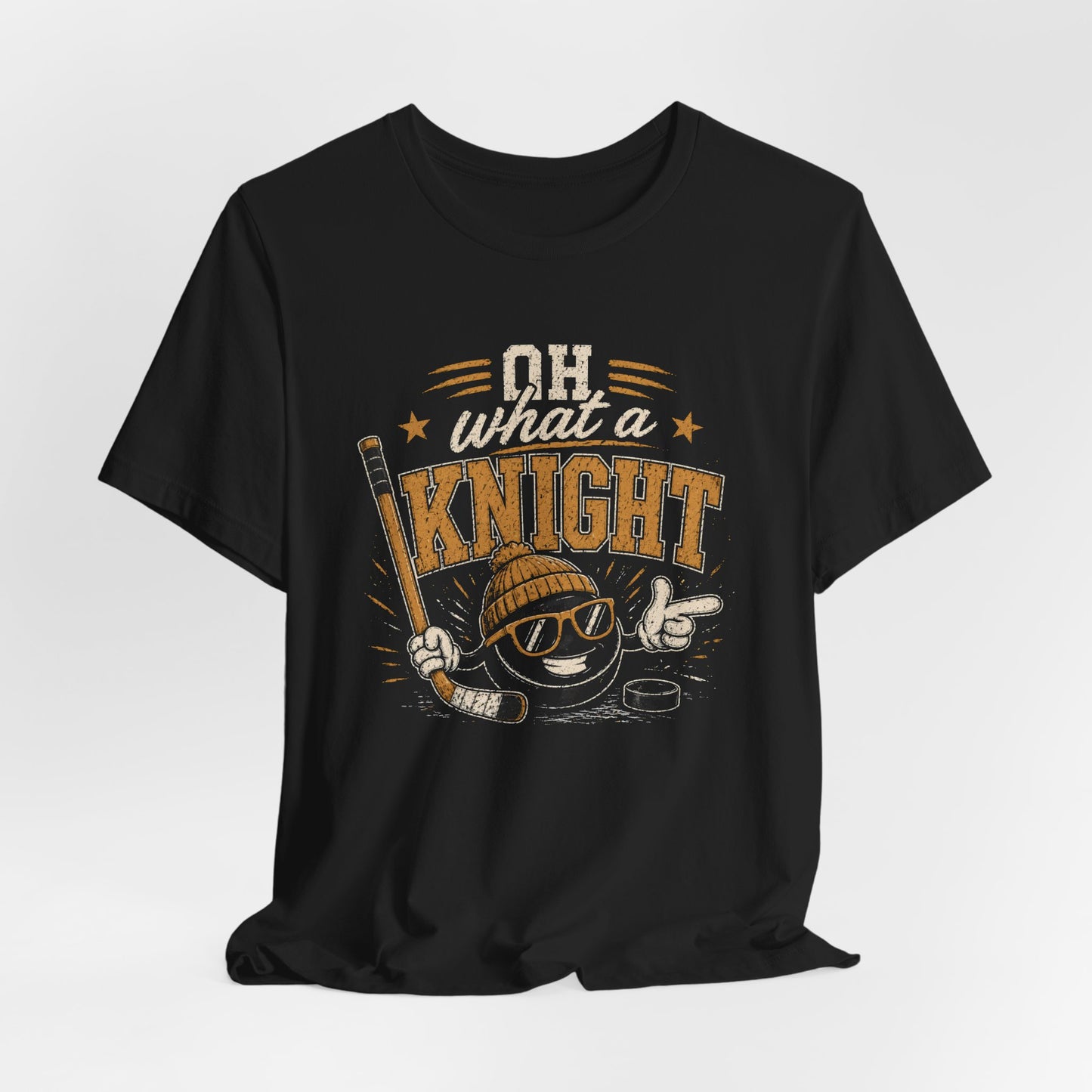 Black and gold graphic tee for hockey fans