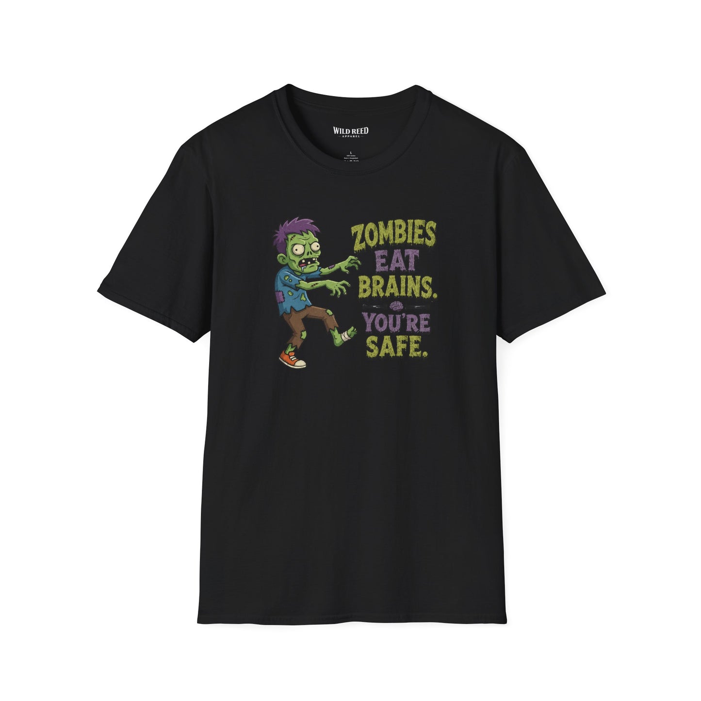 Zombies Eat Brains You’re Safe Funny Zombie Graphic Tee