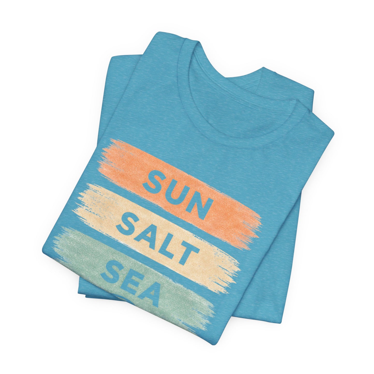 Sun Salt Sea Bella Canvas Unisex Jersey Tee, Coastal Graphic T Shirt, Beach Aesthetic Shirt, Ocean Inspired Tee, Cyan Sea Collection