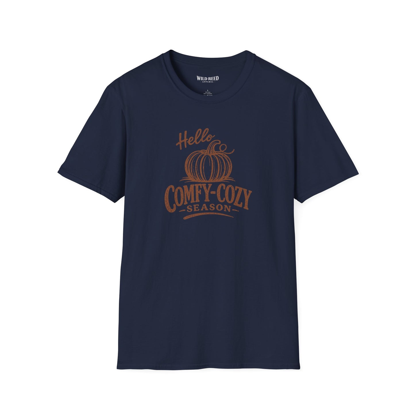 Hello Comfy-Cozy Season Vintage Pumpkin T-Shirt | Cozy Fall Graphic Tee | Autumn Shirt