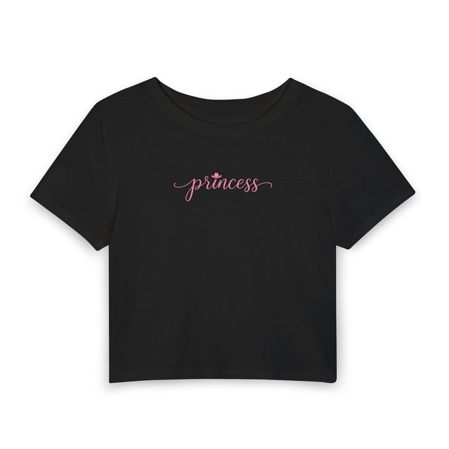 Princess Cowboy Hat Baby Tee - Pink Script Women's Fitted Tee