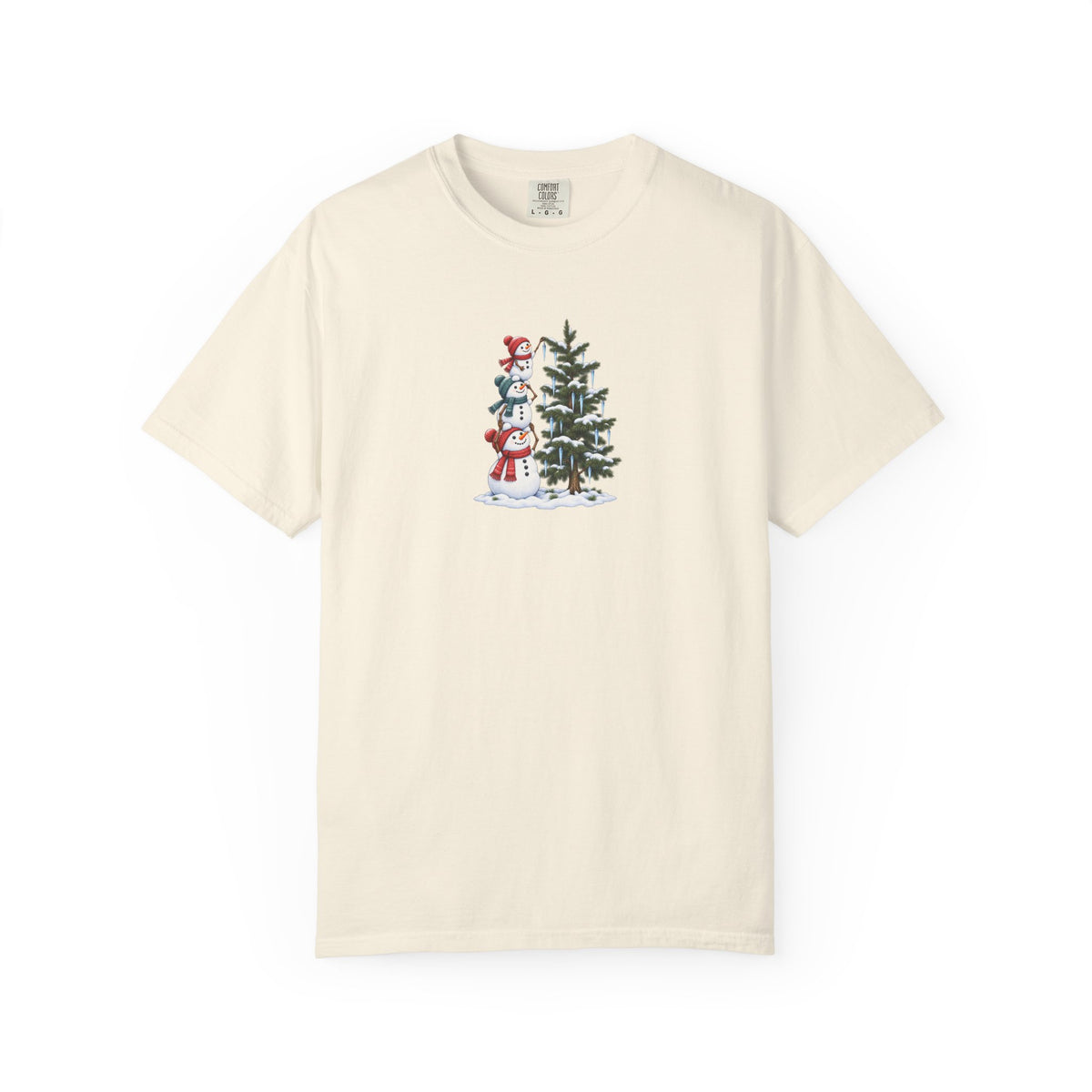 Snowmen Decorating Christmas Tree Graphic Tee | Cute Holiday Shirt