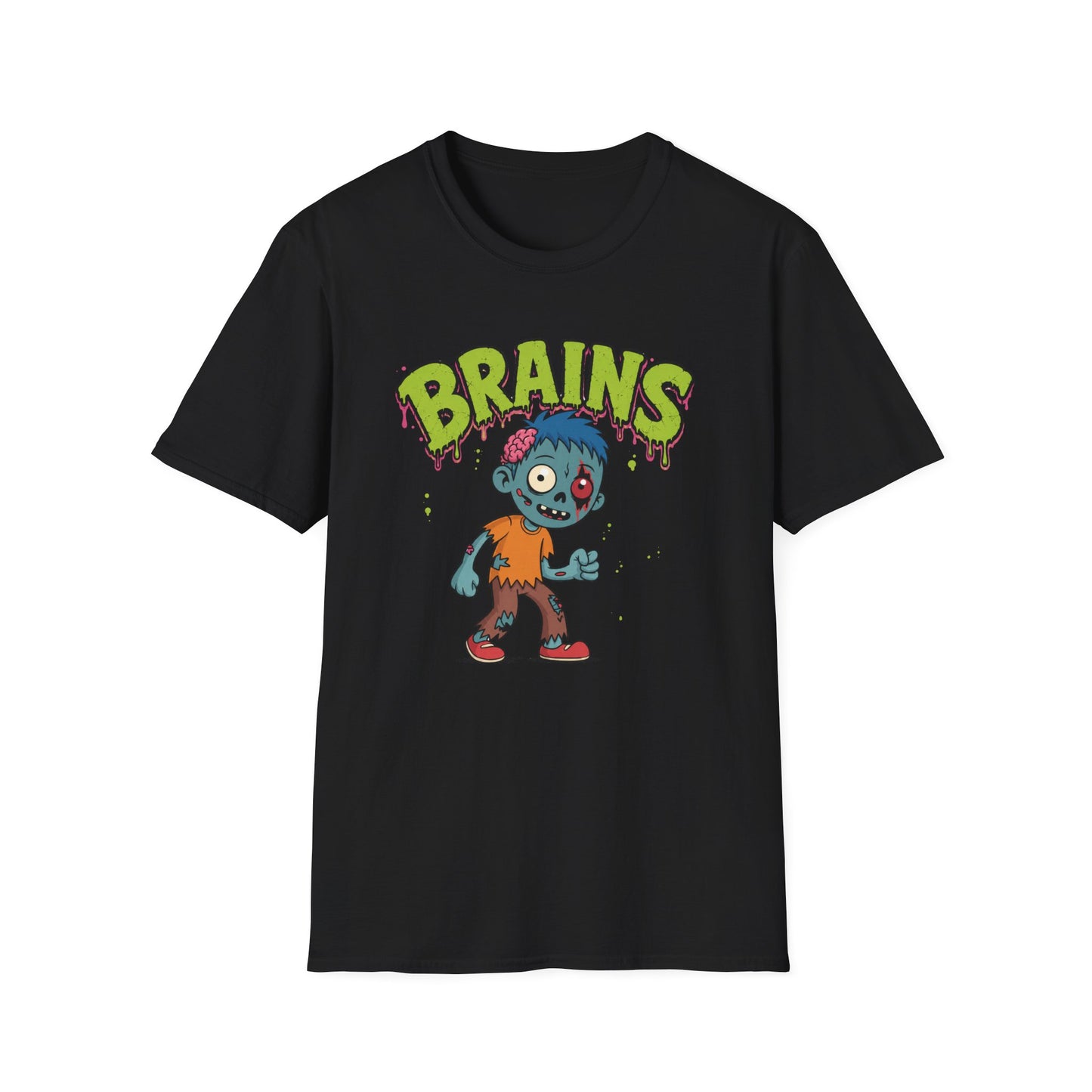 Brains Zombie Graphic Tee | Funny Halloween Shirt | Vintage Horror T-Shirt