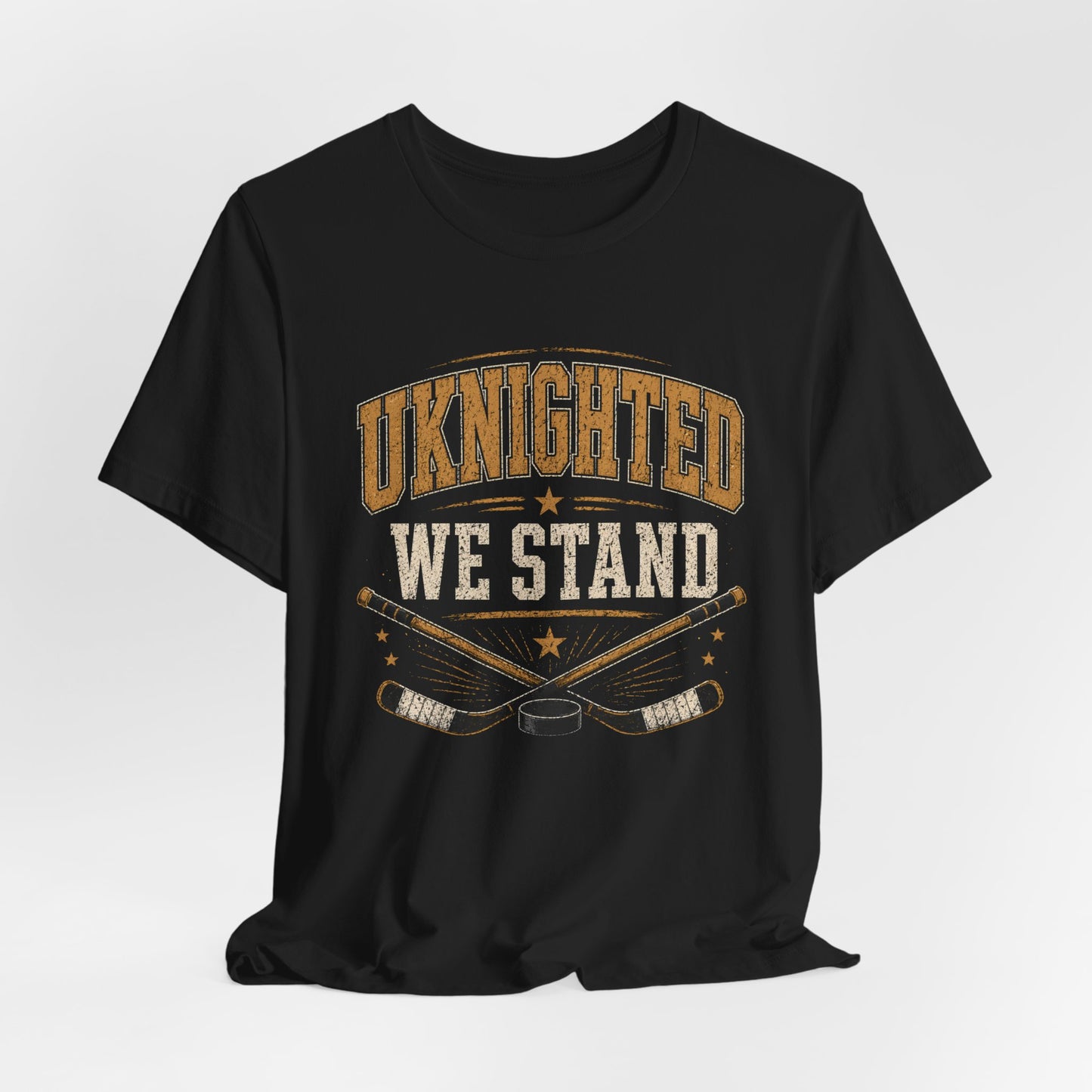 Uknighted We Stand Shirt, Funny Hockey Shirt, Black and Gold Hockey Tee, Game Day Shirt, Hockey Fan Shirt, Sports Graphic Tee