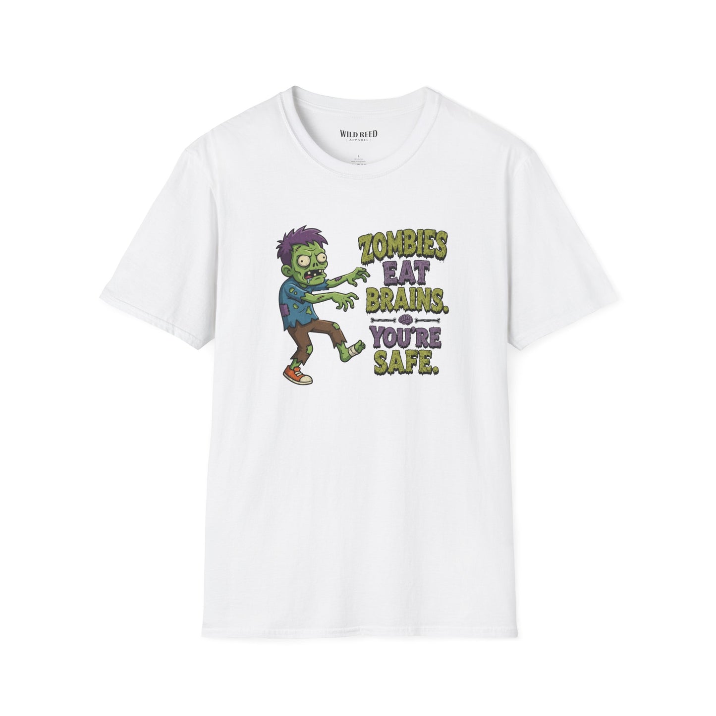 Zombies Eat Brains You’re Safe Funny Zombie Graphic Tee