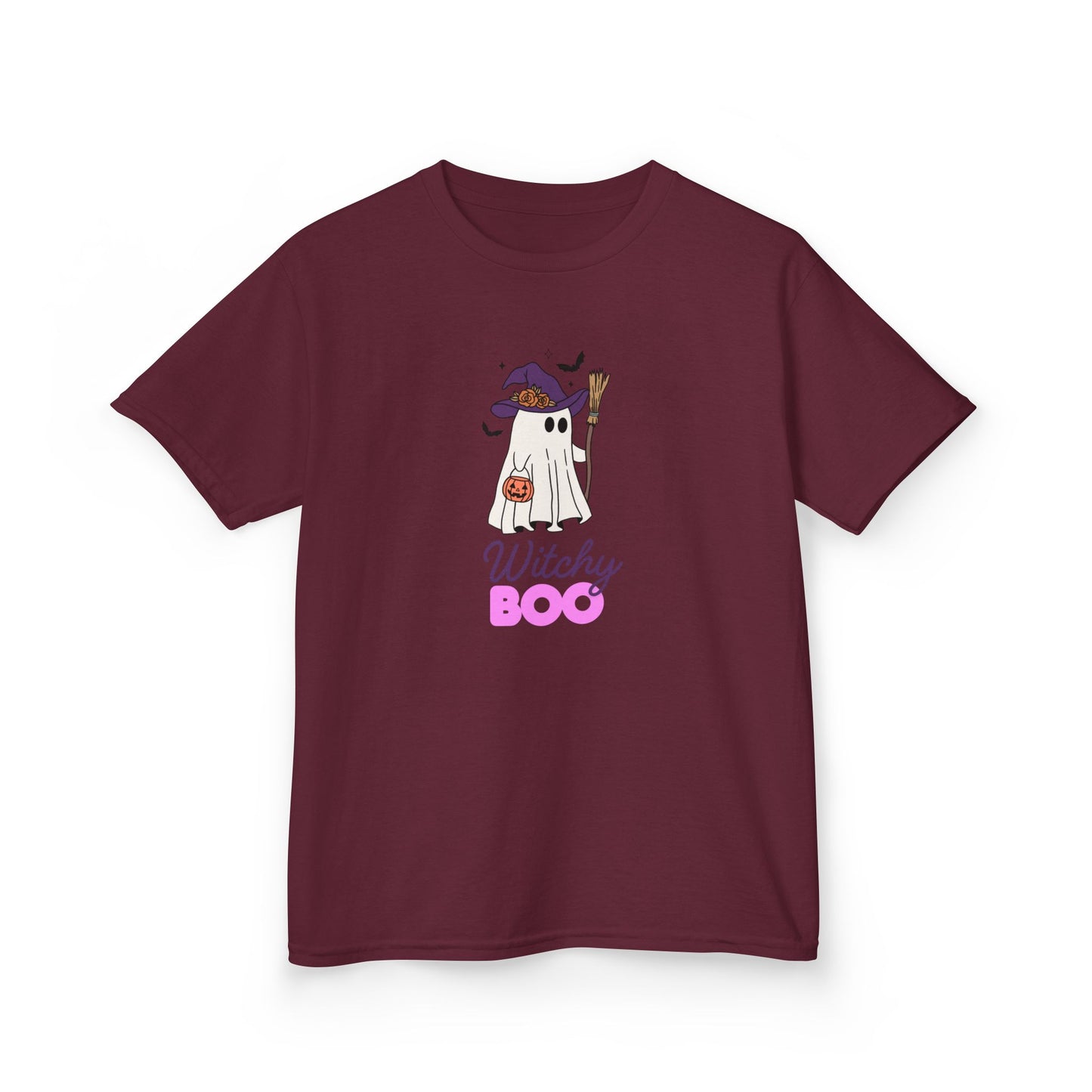 Witchy Boo Kids T-Shirt | Cute Halloween Ghost Youth Graphic Tee for Boys & Girls