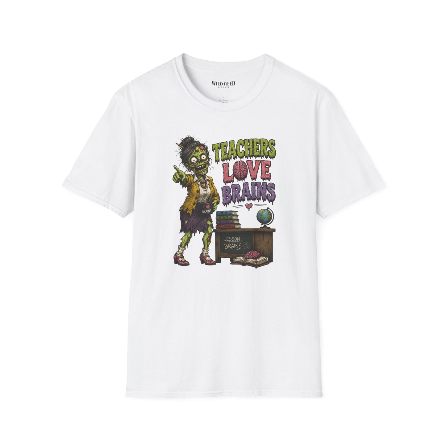 Teachers Love Brains Funny Zombie Teacher Graphic Tee