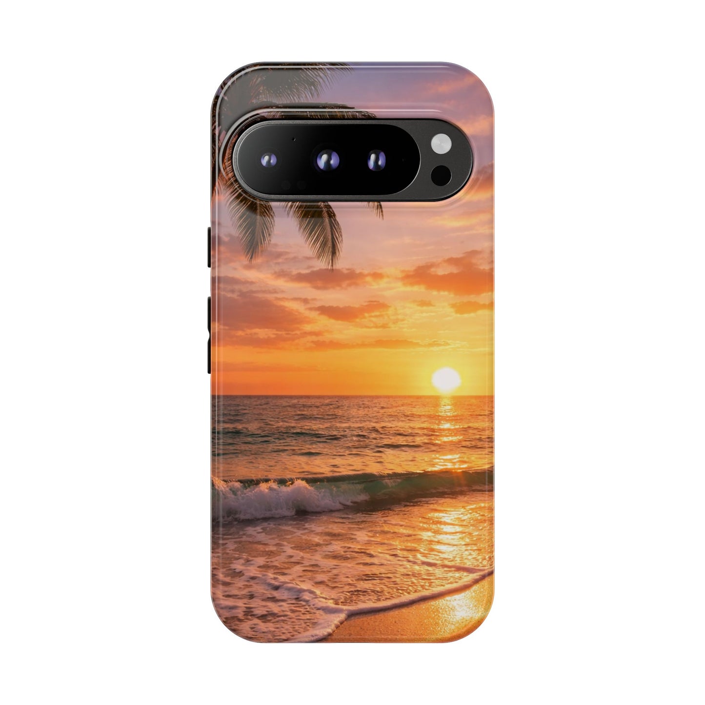 Golden Hour Beach Case — Tropical Palm Sunset Protective Case
