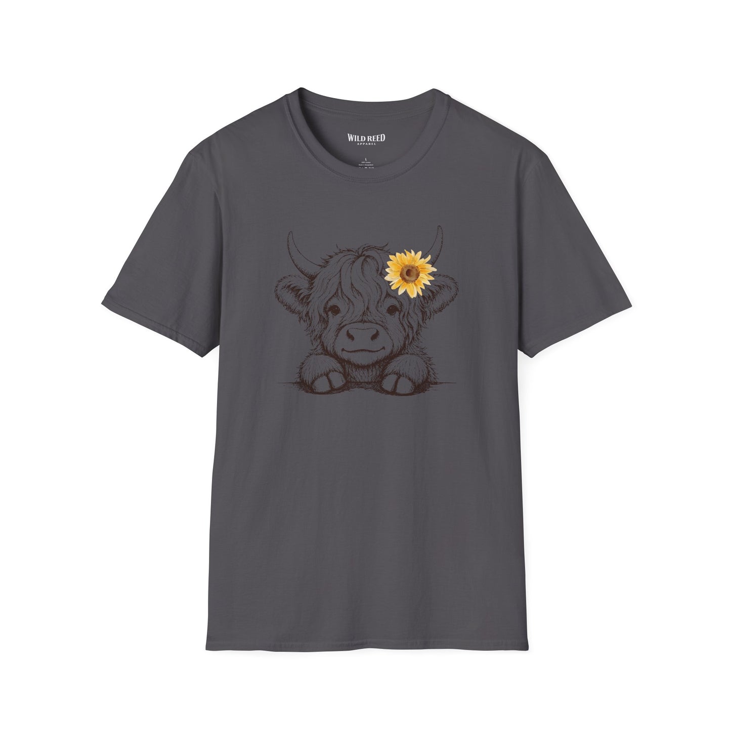 Baby Highland Cow Sunflower Graphic Tee | Cute Farmhouse Cow Shirt | Wild Reed Apparel