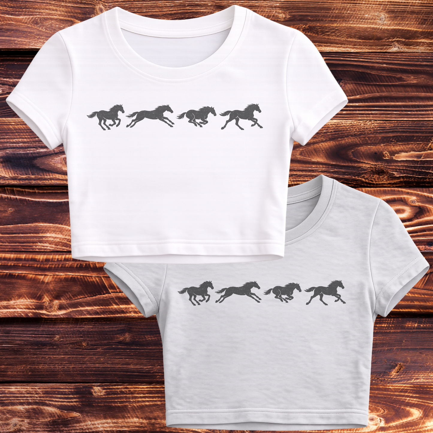 Wild Reed Running Horse Crop Top | Western Horse Shirt | Cowgirl Cropped Baby Tee | Western Graphic Tee | Rodeo Horse Shirt